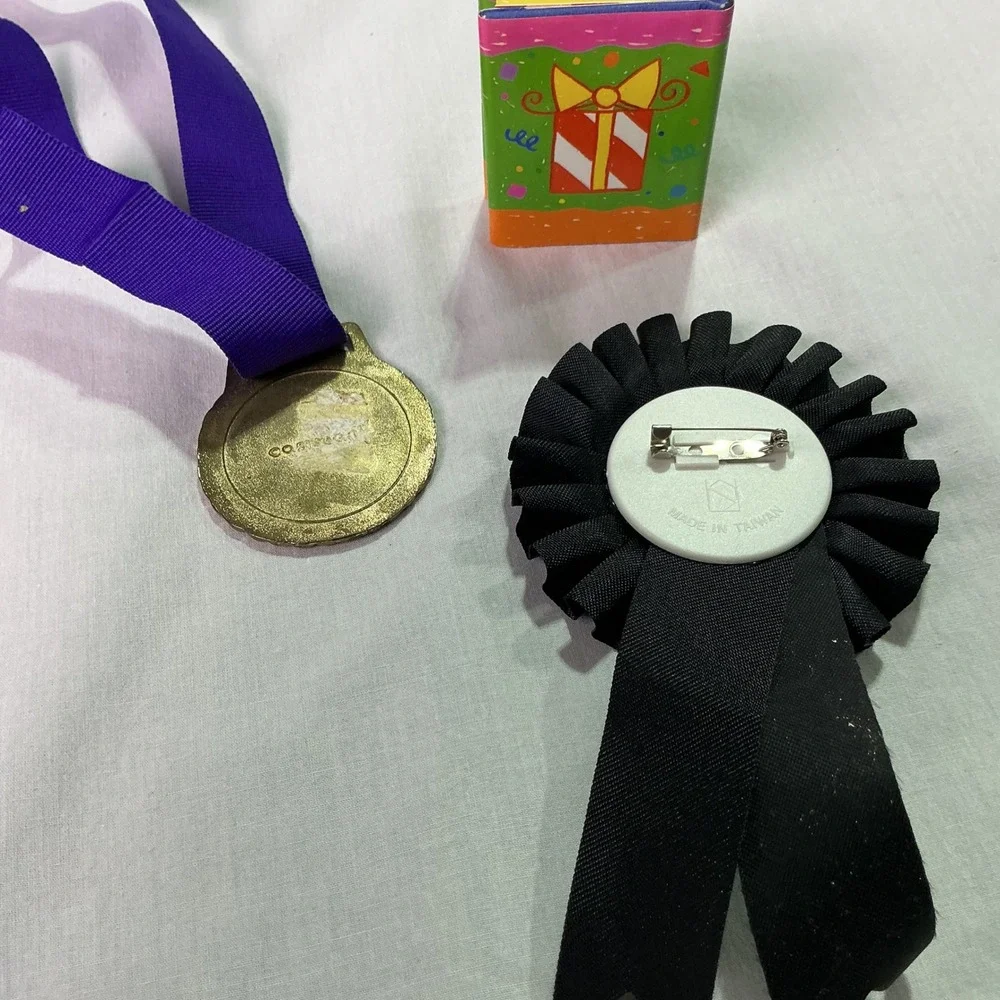 50th Birthday Over the Hill Medal Pin Mini Book Party Favor Set Used
